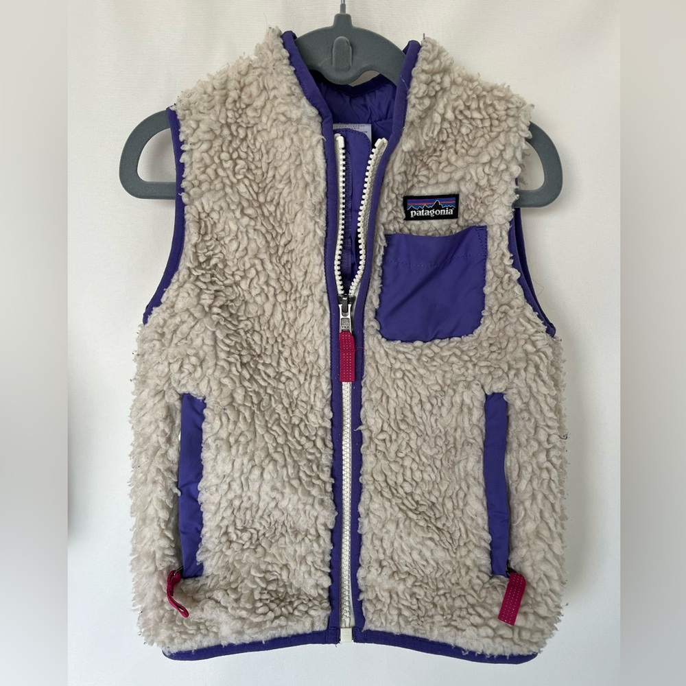 Patagonia Kids Fleece Vest - Cream and Purple